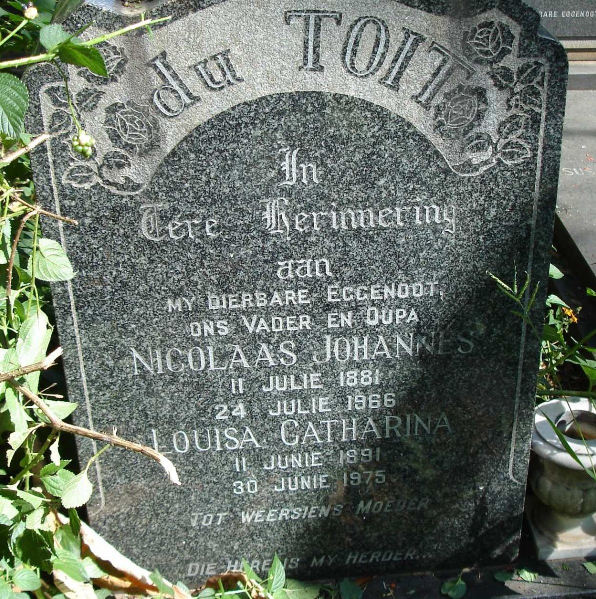 TOIT Nicolaas Johannes, du 1881-1966 &amp; Louisa Catharina 1891-1975