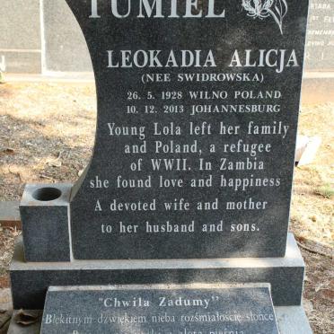 TUMIEL Leokadia Alicja nee SWIDROWSKA 1928-2013