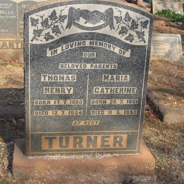 TURNER Thomas Henry 1880-1954 &amp; Maria Catherine 1881-1953