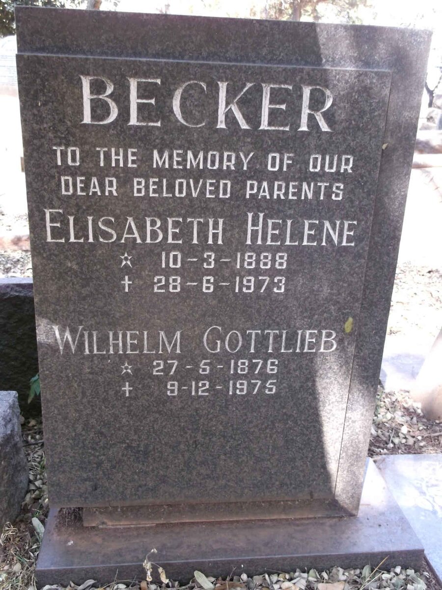 BECKER Wilhelm Gottlieb 1876-1975 &amp; Elisabeth Helene 1888-1973