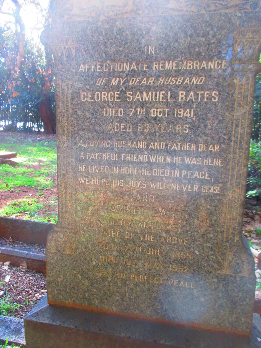 BATES George Samuel  -1941 & Harriet WILLIAMS 1859-1952