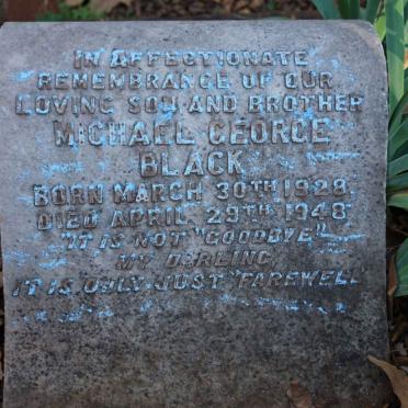 BLACK Michael George 1928-1948