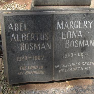 BOSMAN Abel Albertus 1920-1967 &amp; Margary Edna 1920-1994