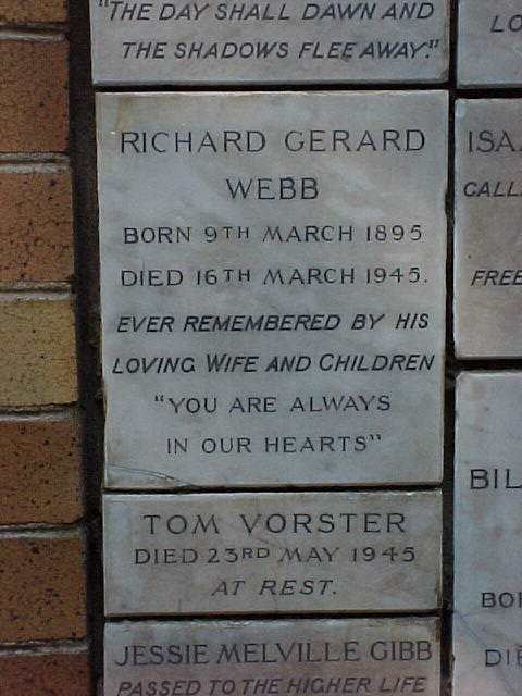 WEBB Richard Gerard 1895-1945 :: VORSTER Tom -1945