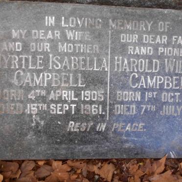 CAMPBELL Harold William 1893-1979 &amp; Myrtle Isabella 1905-1961