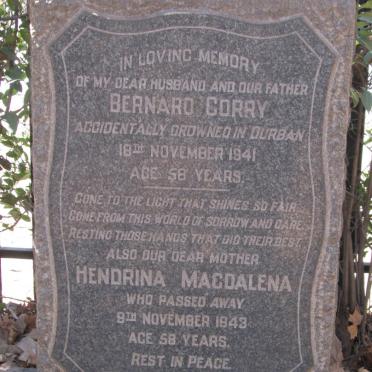 CORRY Bernard -1941 &amp; Hendrina Magdalena -1943