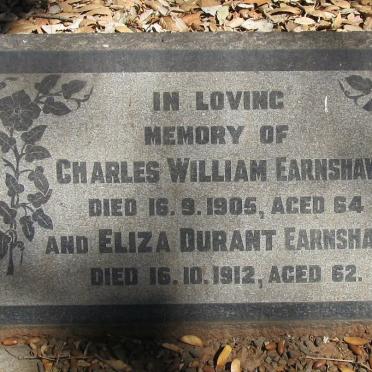 EARNSHAW Charles William -1905 &amp; Eliza Durant -1912
