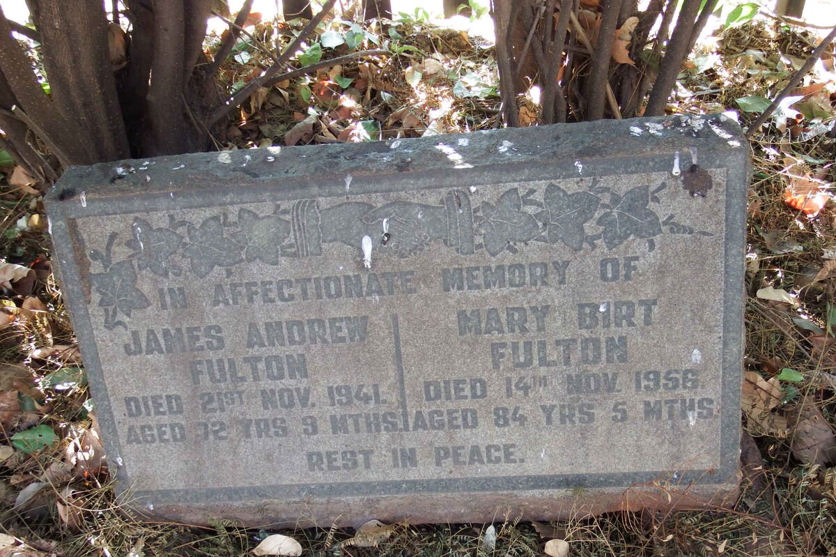 FULTON James Andrew -1941 &amp; Mary Birt -1956