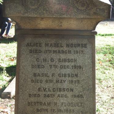 NOURSE Alice Mabel -1917 :: GIBSON C.H.O. -1919 :: GIBSON Basil F. -1932