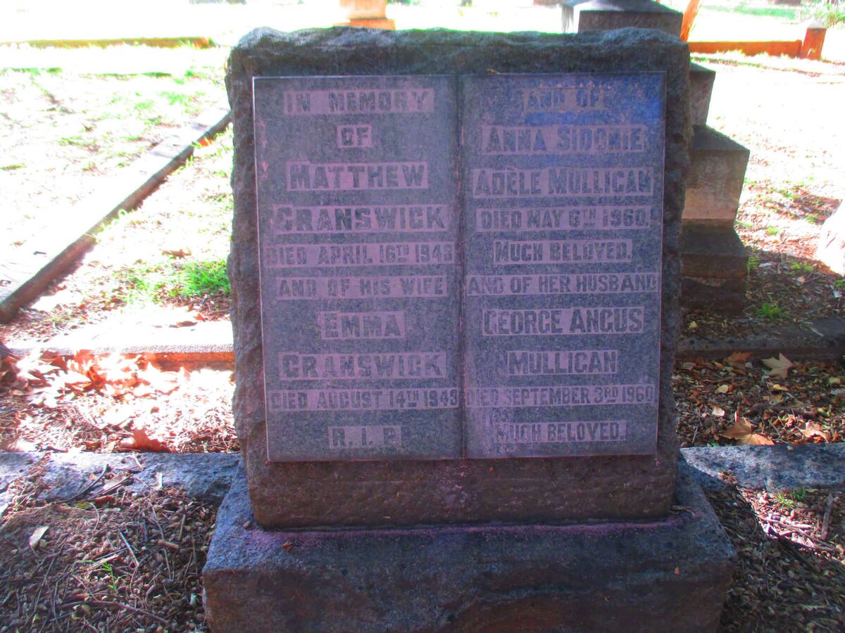 GRANSWICK Matthew -1943 & Emma -1943 :: MULLIGAN George Angus -1960 & Adele -1960