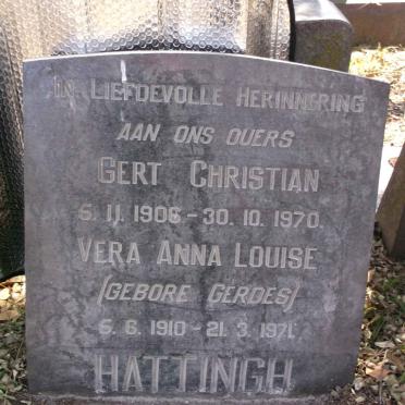 HATTINGH Gert Christian 1906-1970 &amp; Vera Anna Louise GERDES 1910-1971
