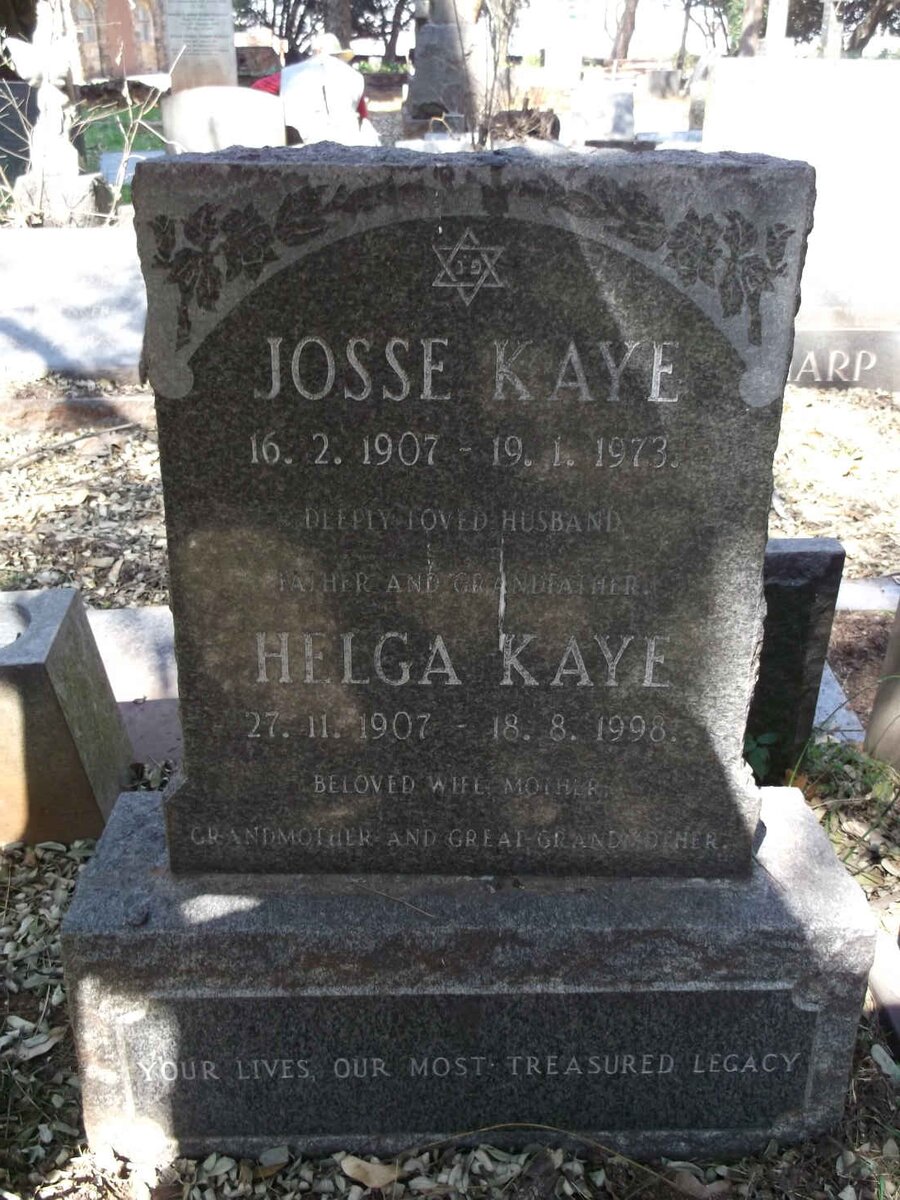 KAYE Josse 1907-1973 &amp; Helga 1907-1998