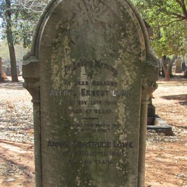 LOWE Alfred Ernest -190? &amp; Anne Gertrude -1948
