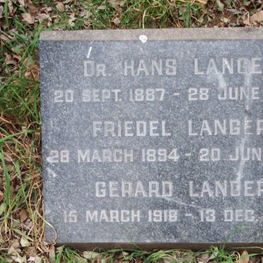LANGER Hans 1887-1969 :: LANGER Friedel 1894-1984