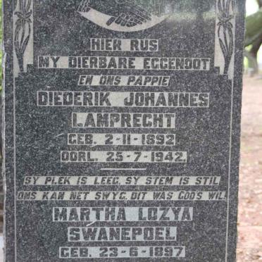 LAMPRECHT Diederik Johannes 1892-1942 &amp; Martha Lozya SWANEPOEL 1897-1954