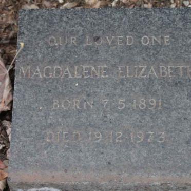 McGEE Magdalene Elizabeth 1891-1973