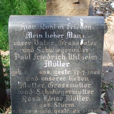 MULLER Paul Friedrich Wilhelm 1898-1966 &amp; Rosa Luise STURM 1900-1981