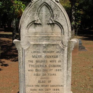 OSBORN Mary Hannah -1889 :: OSBORN Infant 1889-1889 :: OSBORN Infant 1889-1890