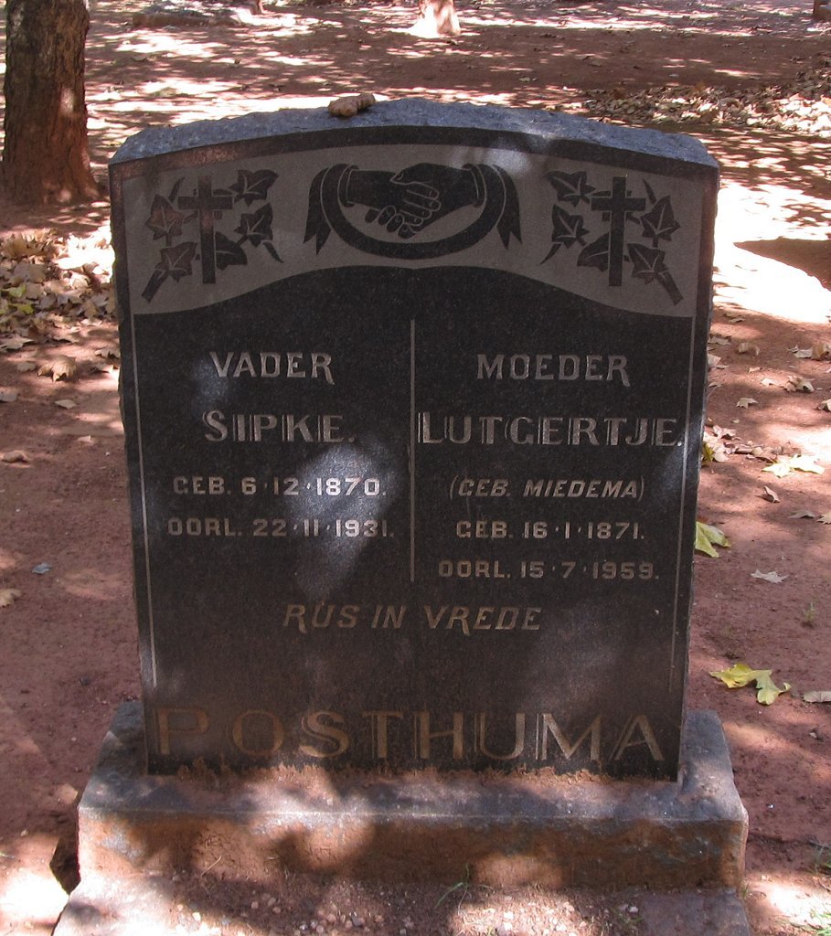 POSTHUMA Sipke 1870-1931 &amp; Lutgertje DIEDEMA 1871-1959