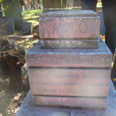 RAWSON Joyce Elleanor nee LINCOLN formerly GREGORY 1921-1974