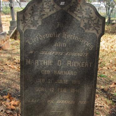 RIEKERT Marthie O. nee BARNARD 1918-1941