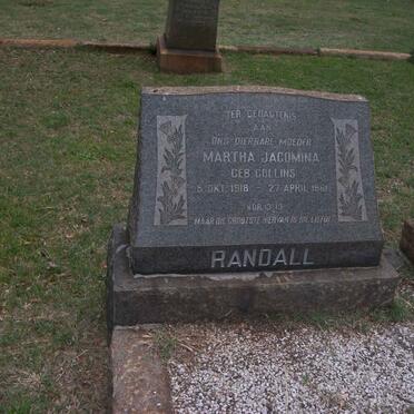 RANDALL Martha Jacomina nee COLLINS 1918-1961
