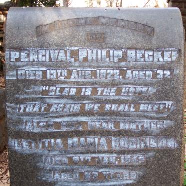 ROBINSON Letitia Maria -1943 :: BECKER Percival Philip -1922 