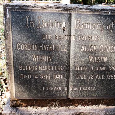WILSON Gordon Haybittle 1887-1940 &amp; Alice Gough 1886-1958