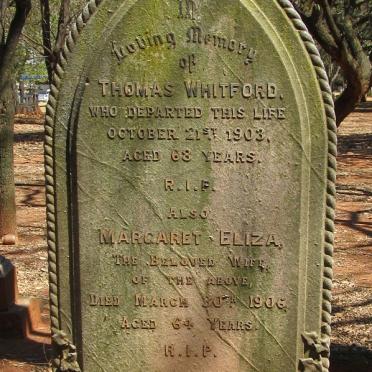WHITFORD Thomas -1903 &amp; Margaret Eliza -1906