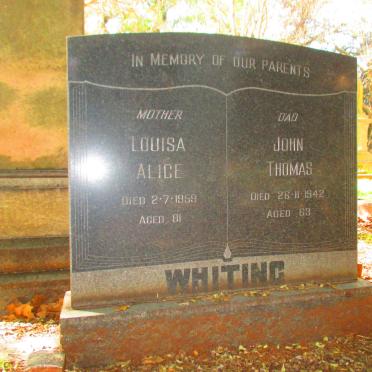 WHITING John Thomas -1942 & Louisa Alice -1959