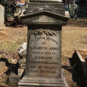 WILLIAMS Elizabeth Annie, Sylvanus -1907