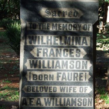 WILLIAMSON Wilhelmina Frances nee FAURE -1919