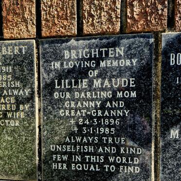 BRIGHTEN Lillie Maude 1896-1985