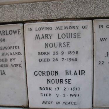NOURSE Gordon Blair 1913-1997 &amp; Mary Louise 1898-1968