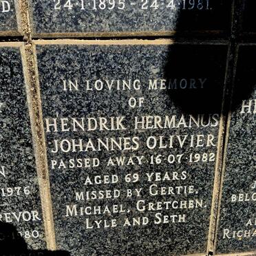 OLIVIER Hendrik Hermanus Johannes -1982