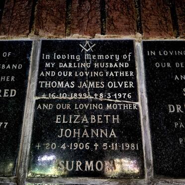 SURMON Thomas James Olver 1899-1976 & Elizabeth Johanna 1906-1981