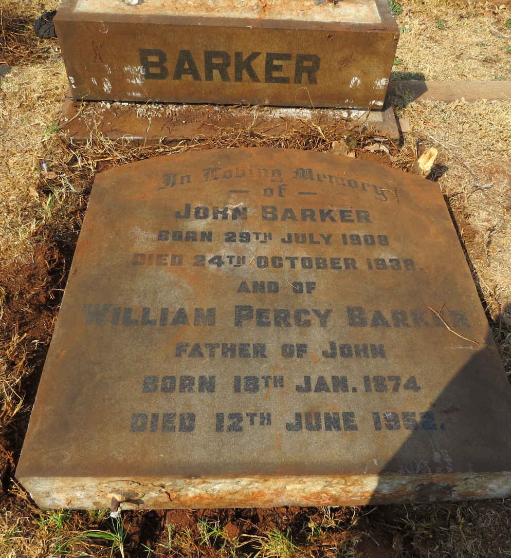 BARKER William Percy 1874-1952 :: BARKER John 1908-1938