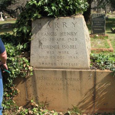 BARRY Francis Henry -1928 &amp; Florence Isobel -1945 :: BARRY Francis Cecil Norman -1926