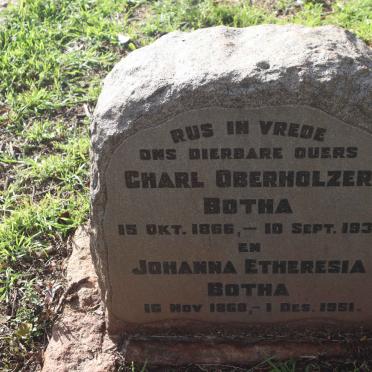 BOTHA Charl Oberholzer 1866-1931 &amp; Johanna Etheresia 1868-1951