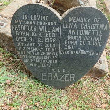 BRAZER Frederick William 1903-1956 &amp; Lena Christina Antoinette BOTHA 1910-