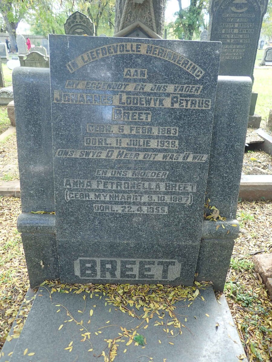 BREET Johannes Lodewyk Petrus 1883-1939 &amp; Anna Petronella MYNHARDT 1887-1955
