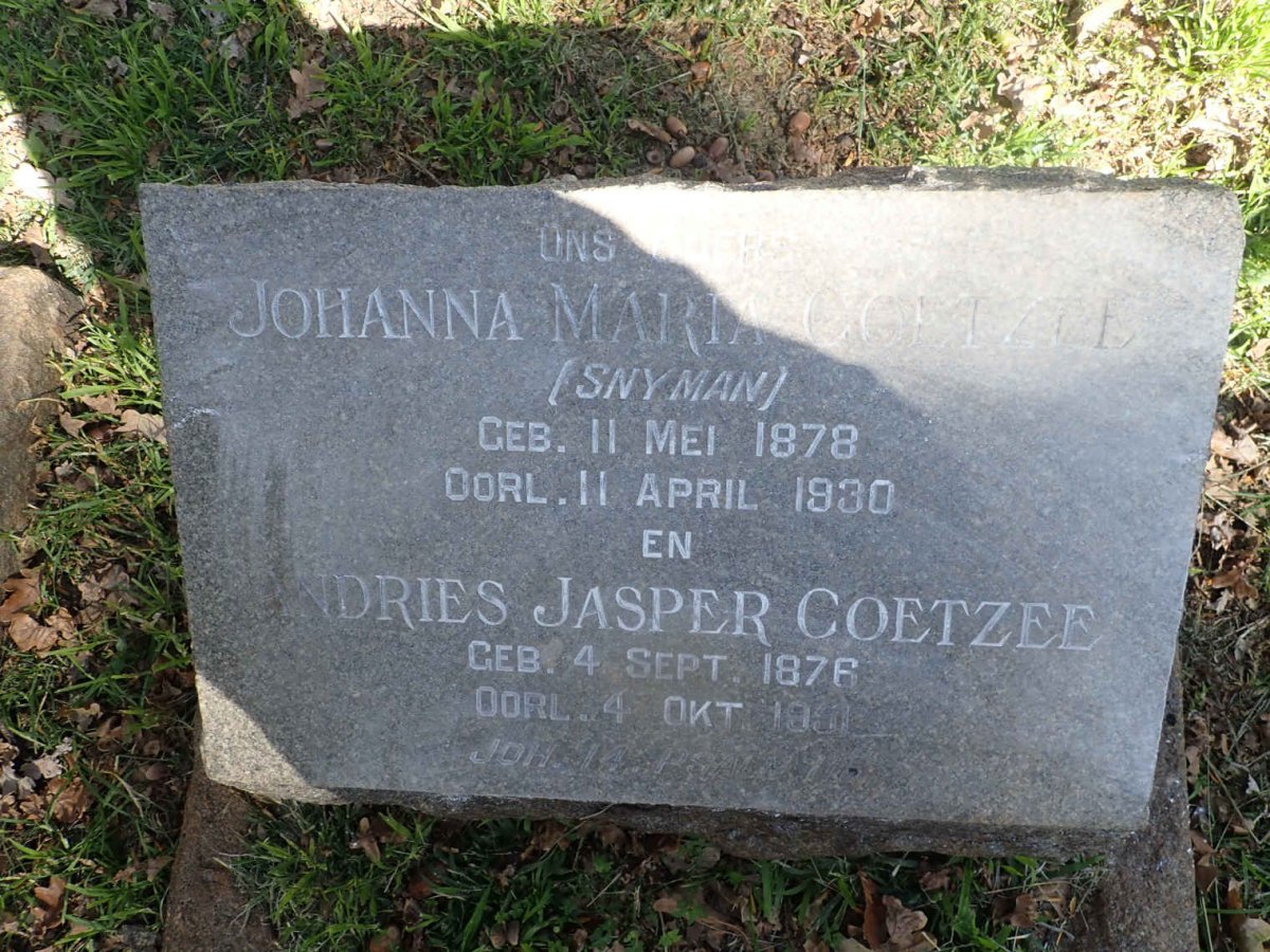 COETZEE Andries Jasper 1876-1951 &amp; Johanna Maria SNYMAN 1878-1930