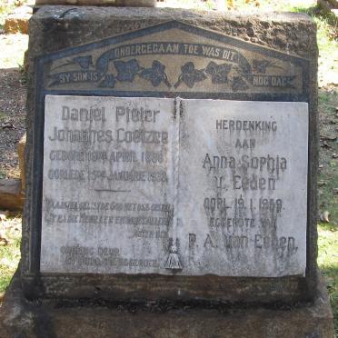 COETZEE Daniel Pieter Johannes 1886-1938 :: VAN EEDEN Anna Sophia -1959