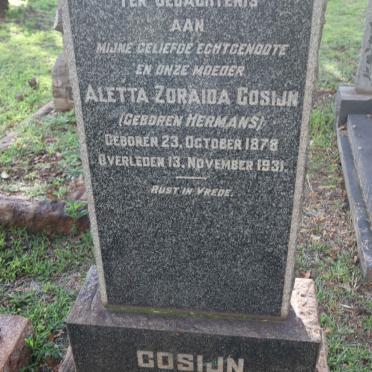 COSIJN Aletta Zoraida nee HERMANS 1878-1931