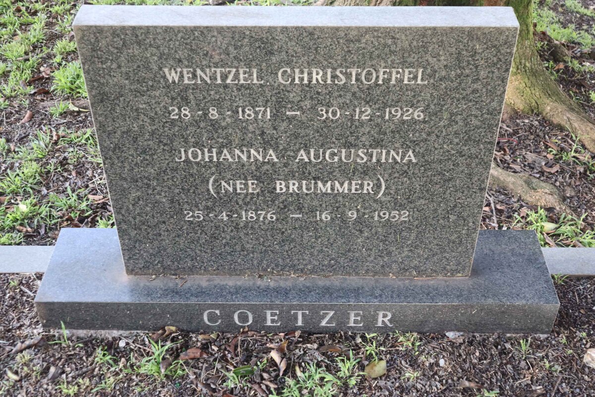 COETZER Wentzel Christoffel 1871-1926 &amp; Johanna Augustina BRUMMER 1876-1952