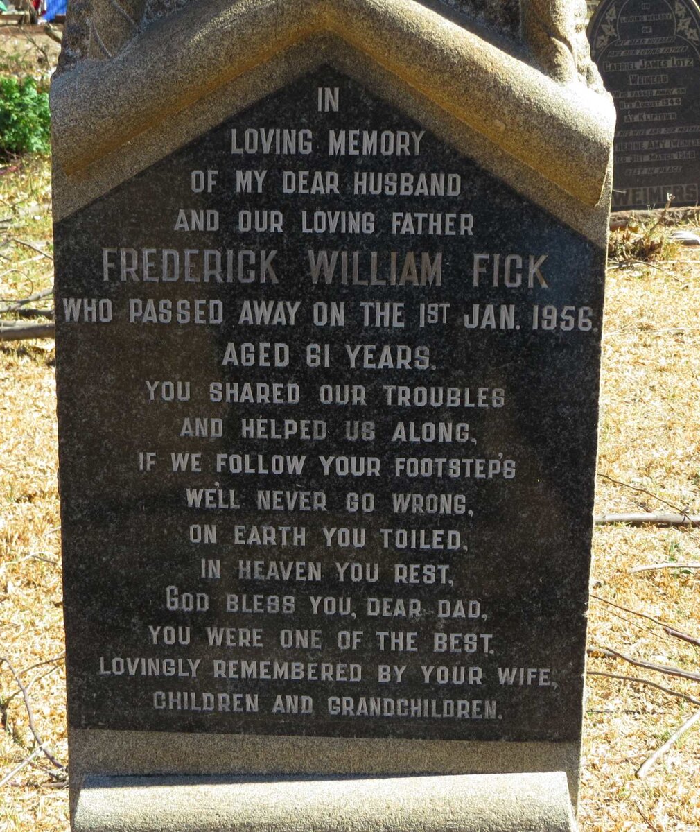 FICK Frederick William -1956