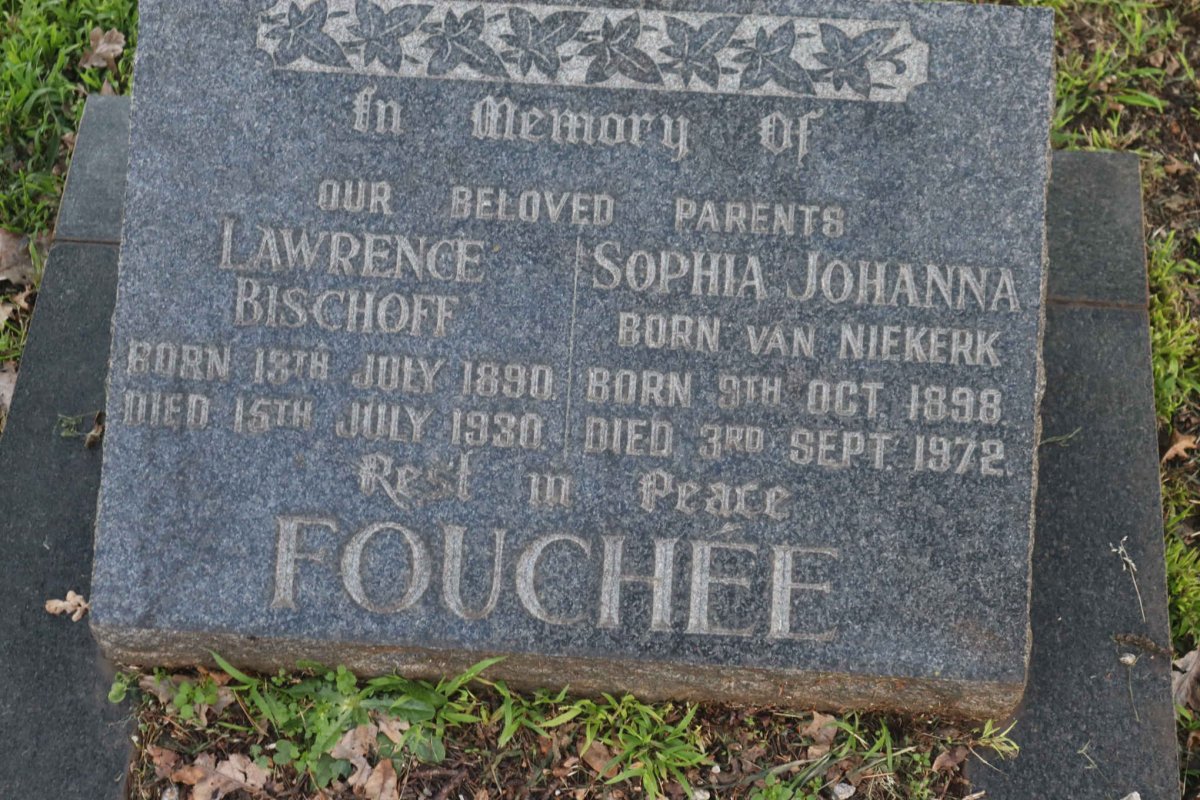 FOUCHEE Lawrence Bischoff 1890-1930 &amp; Sophia Johanna van NIEKERK 1898-1972