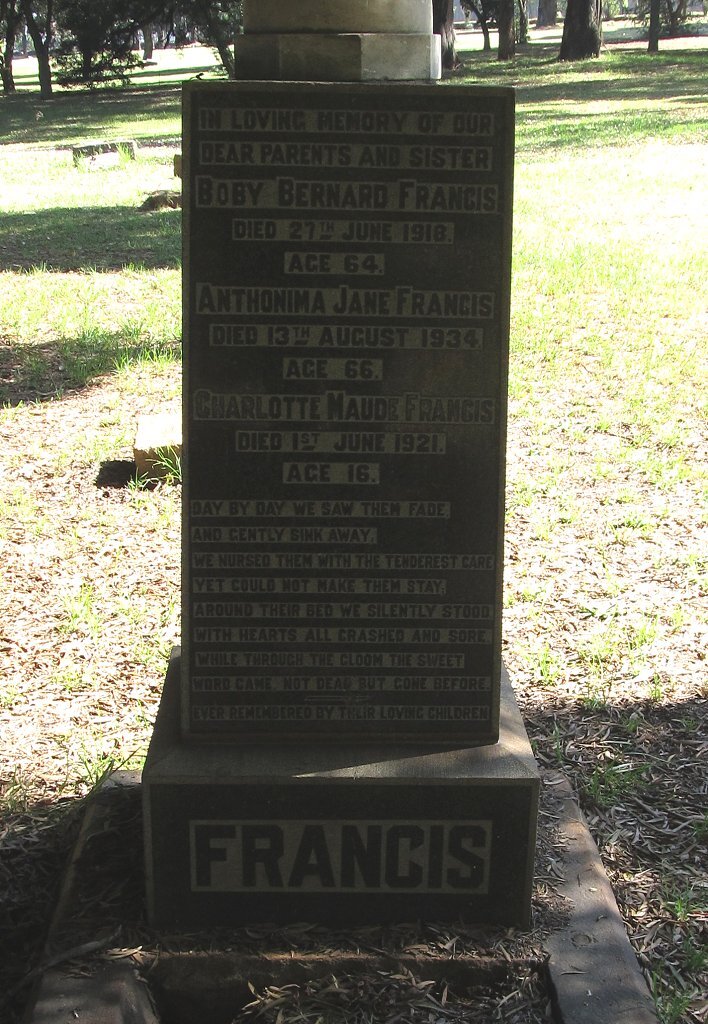 FRANCIS Boby Bernard -1918 &amp; Anthonima Jane -1934 :: FRANCIS Charlotte Maude -1921