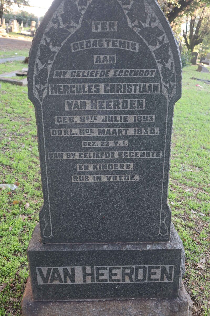 HEERDEN Hercules Christiaan, van 1893-1930