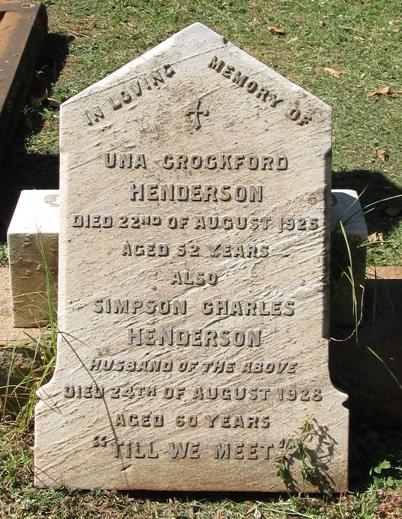 HENDERSON Simpson Charles -1928 &amp; Una Crockford -1925